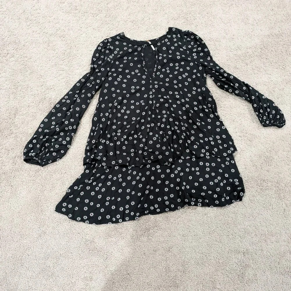 Free People Mini Dress Size M Beck Printed Flowy‎ Mini Layered Dress